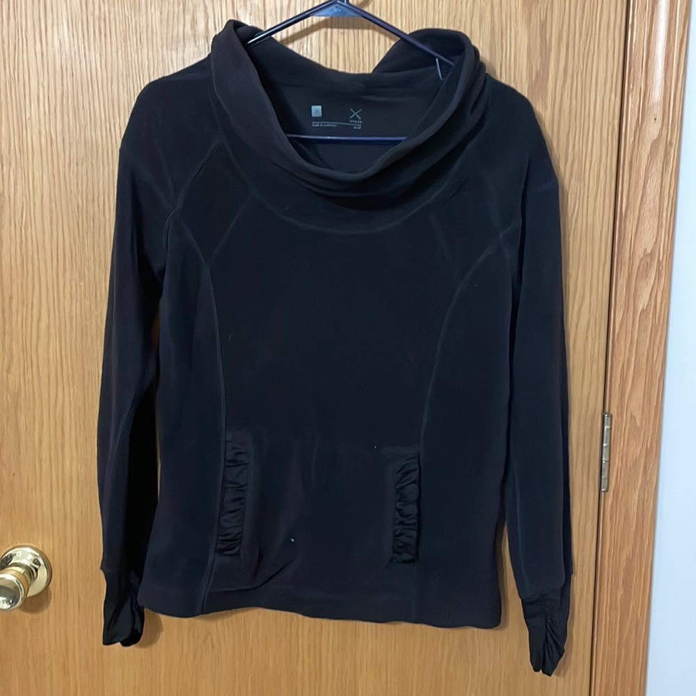 Fleece cowl neck sweatshirt